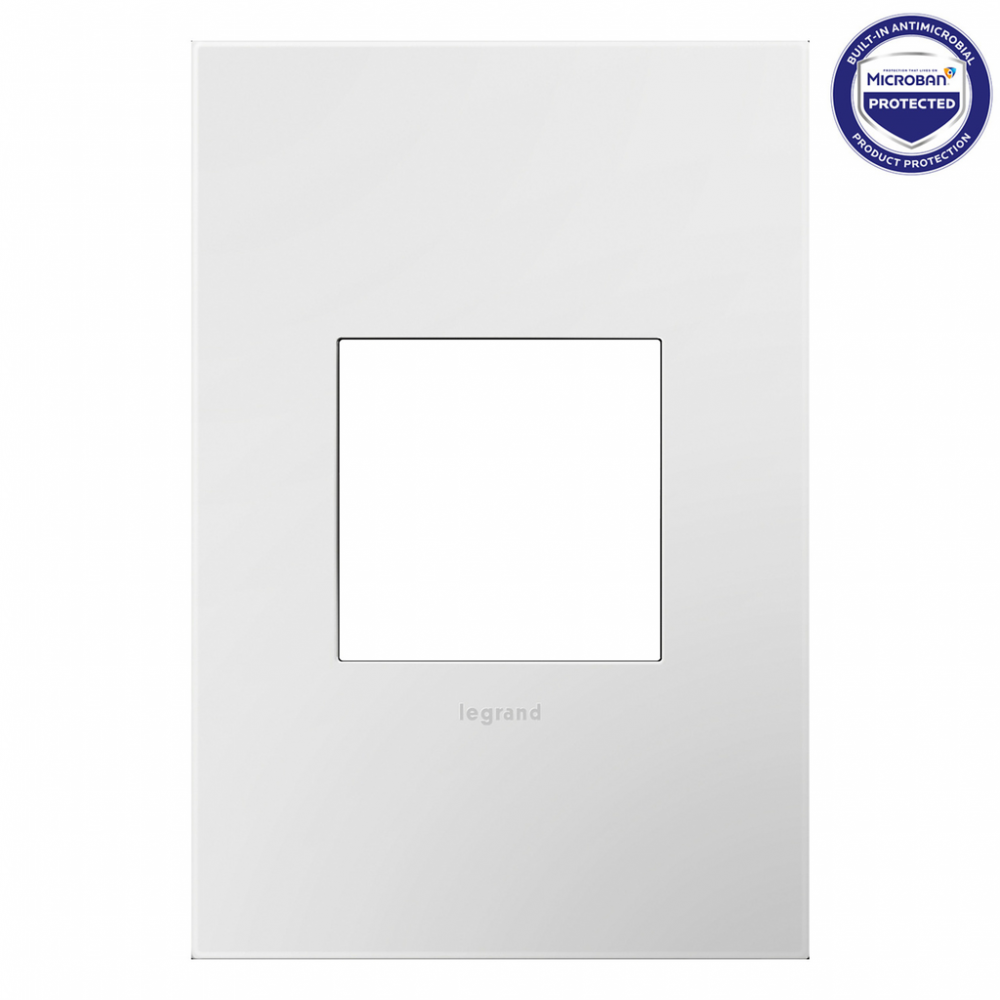 adorne Matte White One-Gang Screwless Wall Plate with Microban