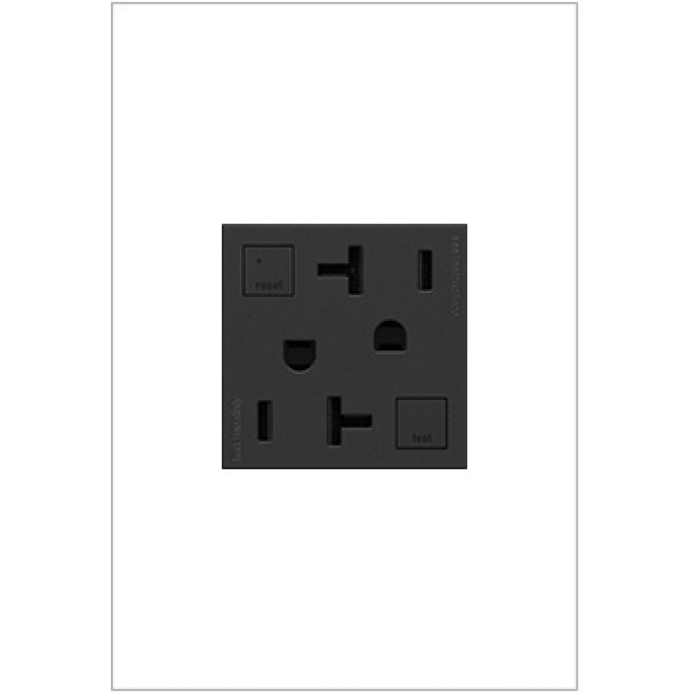 adorne Tamper-Resistant 20A Duplex Self-Test GFCI Receptacles, Graphite