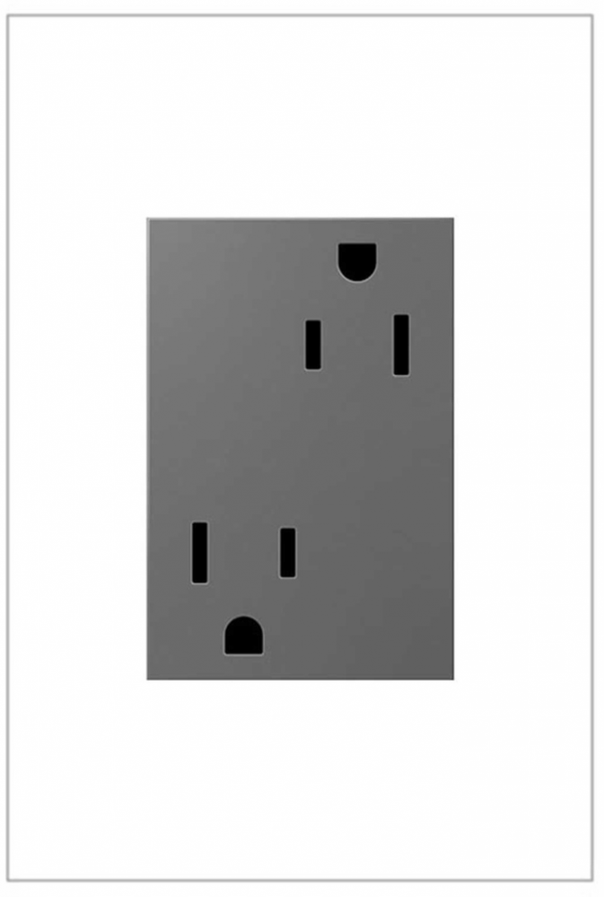 adorne 15A Dual Tamper-Resistant Plus-Size Outlet,Magnesium