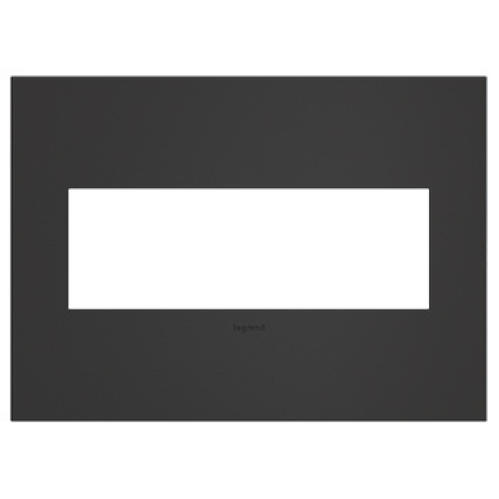 adorne Satin Black Three-Gang Screwless Wall Plate