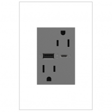 Legrand ARTRUSB156ACM4 - adorne 15A Tamper-Resistant Ultra-Fast USB Type-A/C Outlet, Magnesium