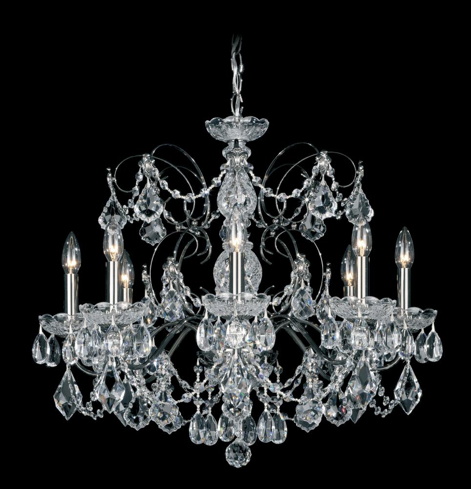 Century 8 Light Chandelier in Polished Silver with Clear Heritage Handcut Crystal