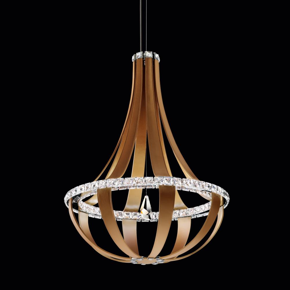 Crystal Empire LED 36in 120V Pendant in Snowshoe Leather with Clear Radiance Crystal