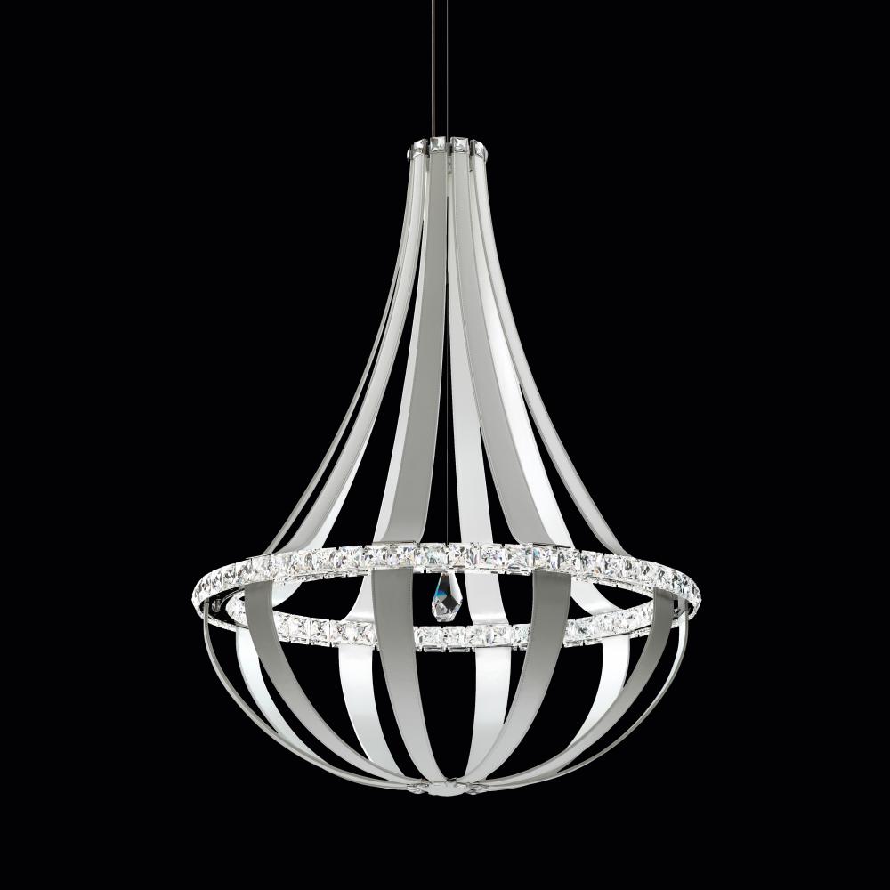 Crystal Empire LED 45in 120V Pendant in Snowshoe Leather with Clear Radiance Crystal