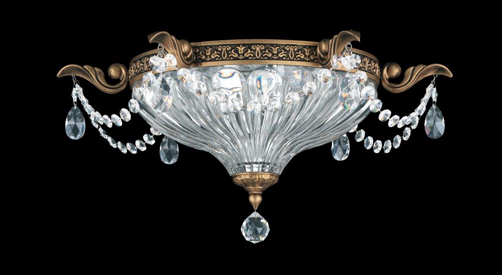 Milano 2 Light 120V Flush Mount in Heirloom Gold with Clear Crystals from Swarovski