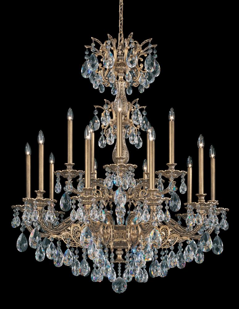 Milano 15 Light 120V Chandelier in Heirloom Gold with Radiance Crystal