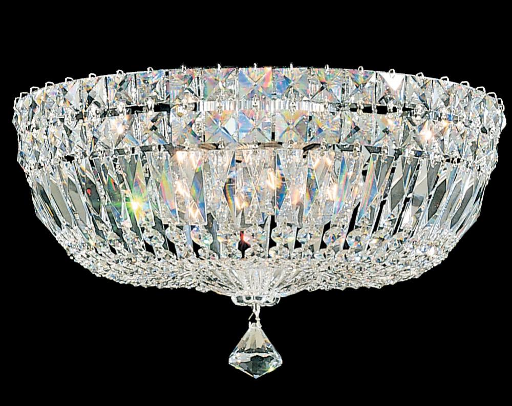 Petit Crystal Deluxe 5 Light 120V Flush Mount in Polished Silver with Clear Optic Crystal