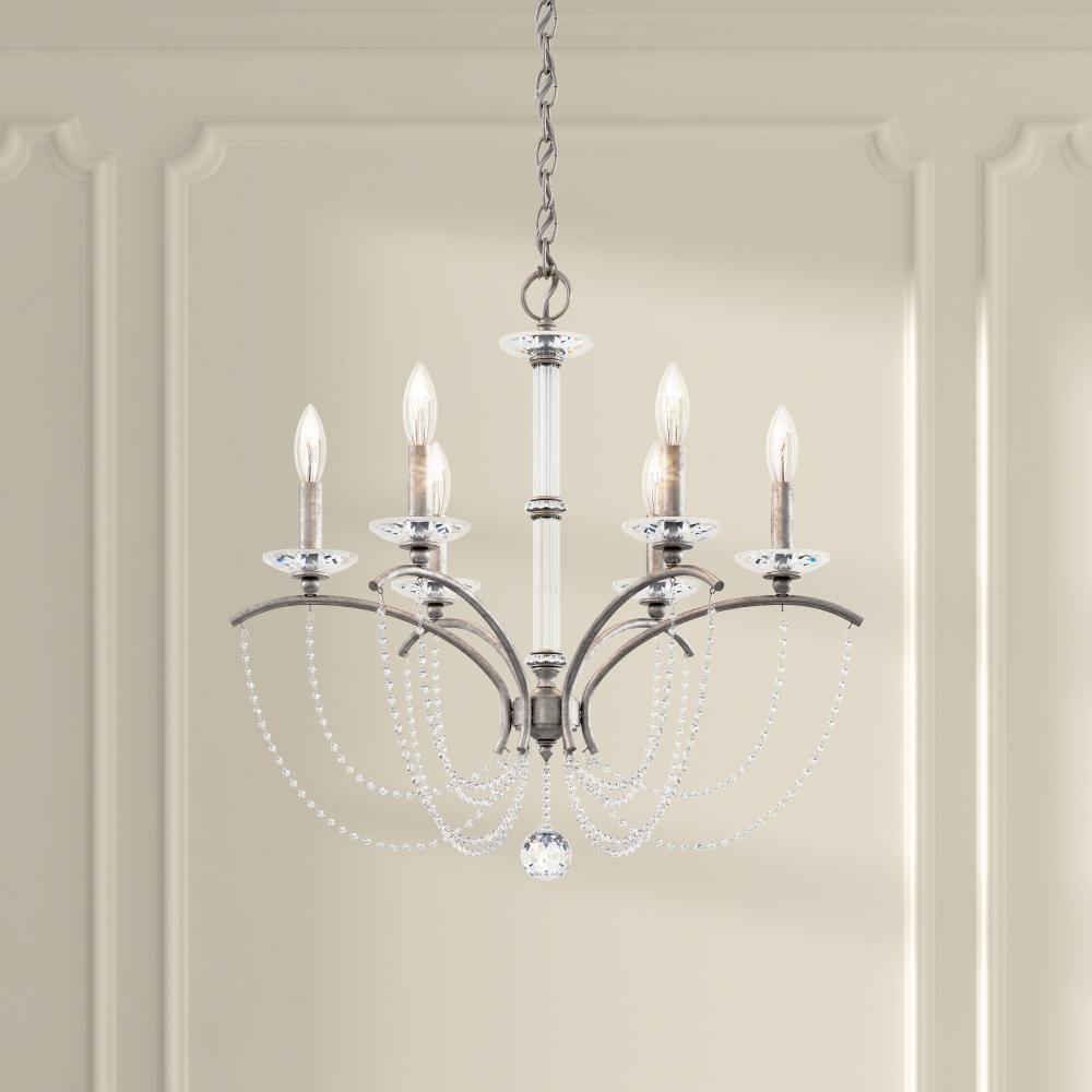 Priscilla 6 Light 120V Chandelier in Black with Dark Grey Pearl