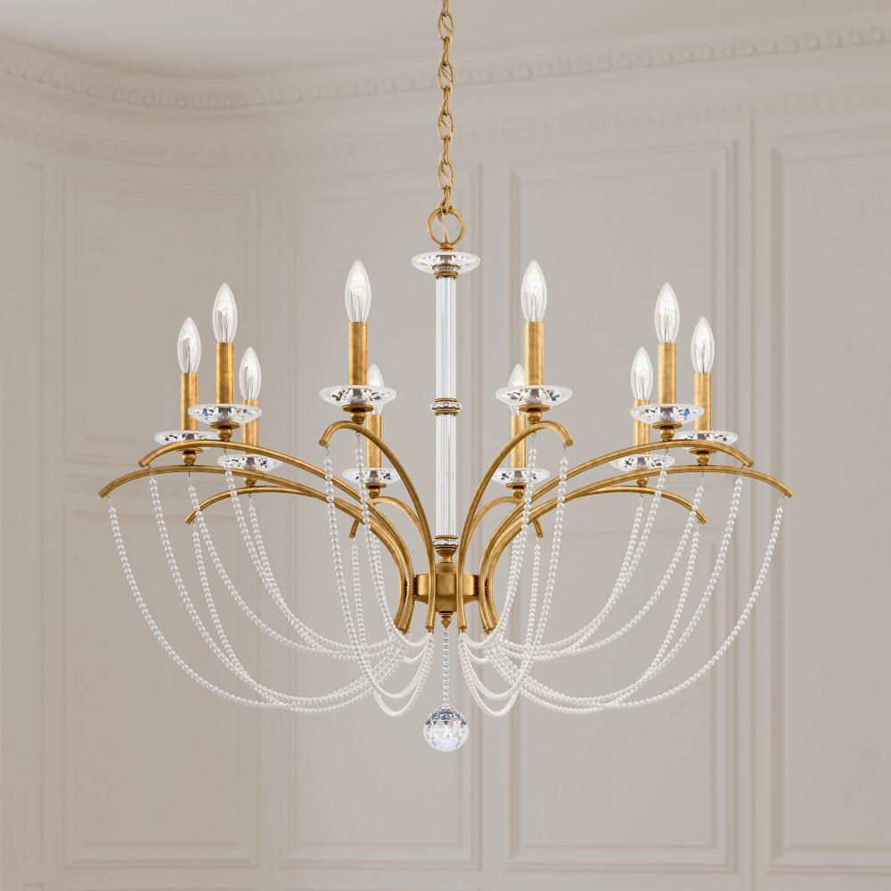 Priscilla 10 Light 120V Chandelier in White with Dark Grey Pearl