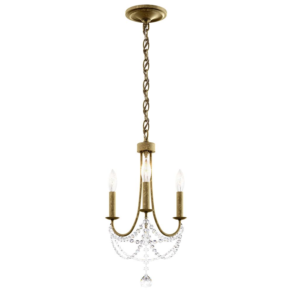 Verdana 3 Light 110V Mini Pendant in Heirloom Gold and Clear Optic Crystal