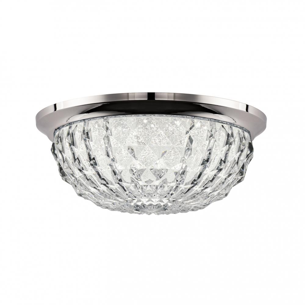 Genoa 12in LED Flush Mount in Polished Chrome with Clear Optic Crystal