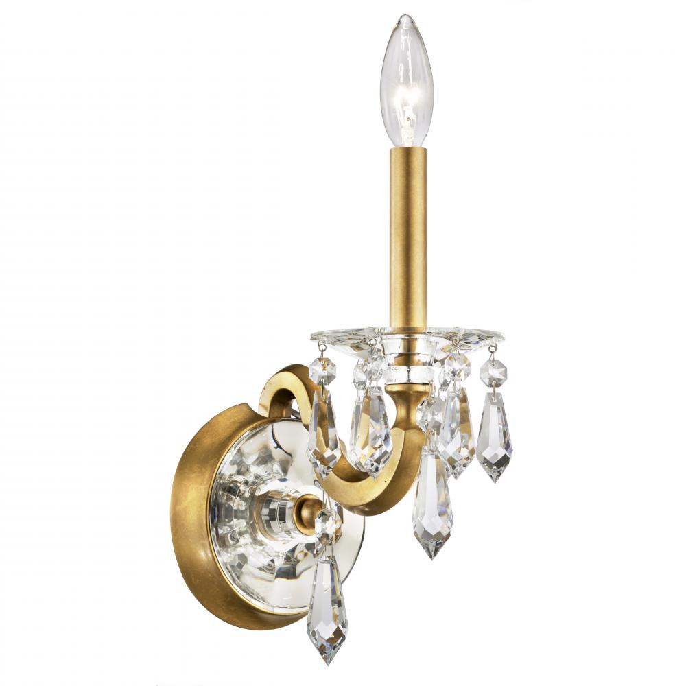 Napoli 1 Light 120V Wall Sconce in Antique Silver with Clear Radiance Crystal
