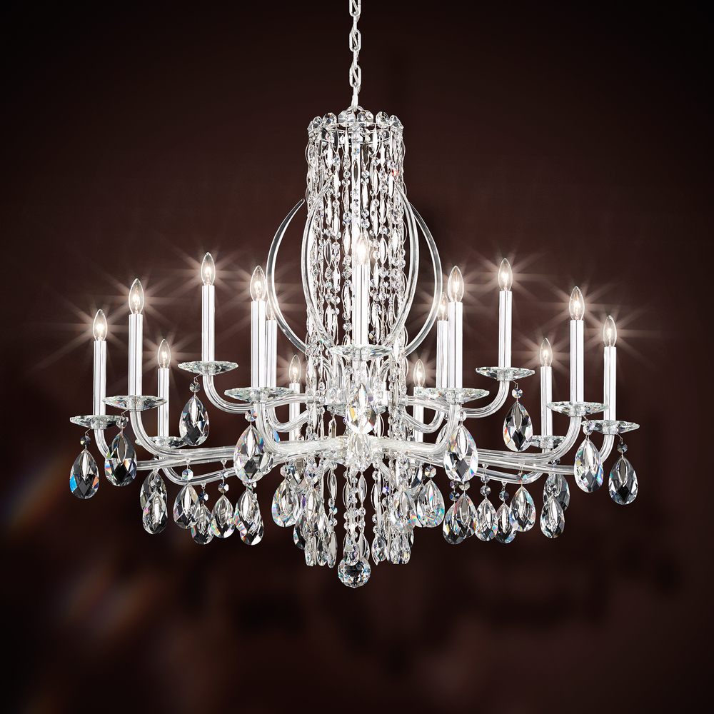 Siena 15 Light 120V Chandelier in Polished Stainless Steel with Clear Radiance Crystal