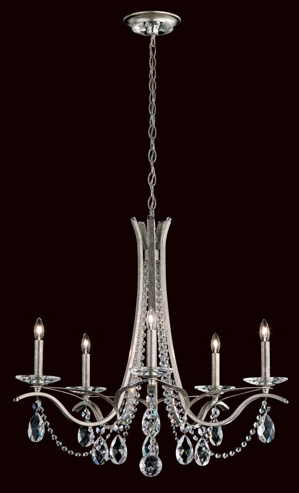 Vesca 5 Light Chandelier in Antique Silver with Clear Heritage Handcut Crystal