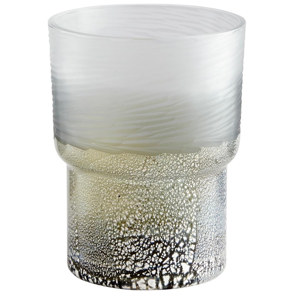 Canyonland Vase Clear And Guilded Silver - Squat