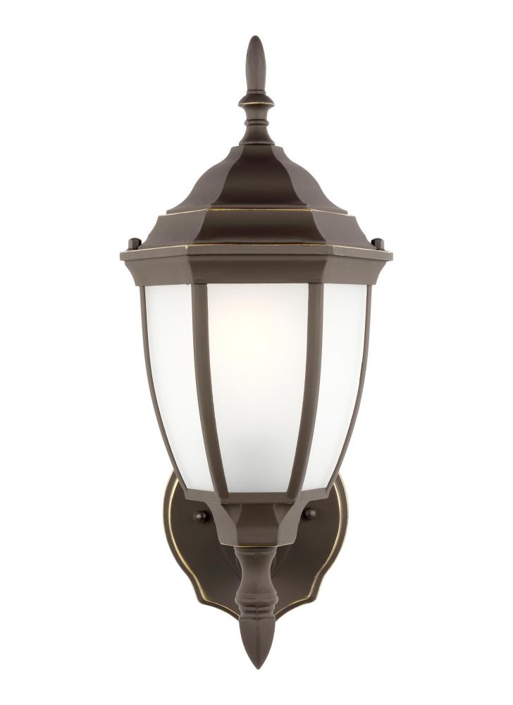 Bakersville traditional 1-light outdoor exterior round wall lantern sconce in antique bronze finish