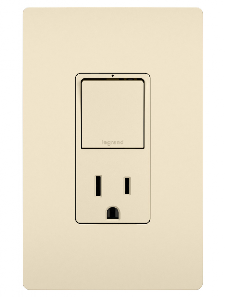 radiant? Single Pole/3-Way Switch with 15A Tamper-Resistant Outlet, Light Almond