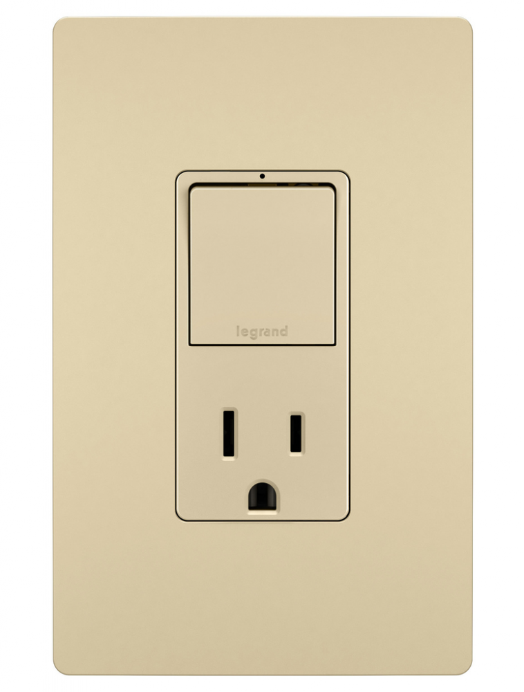 radiant? Single Pole/3-Way Switch with 15A Tamper-Resistant Outlet, Ivory