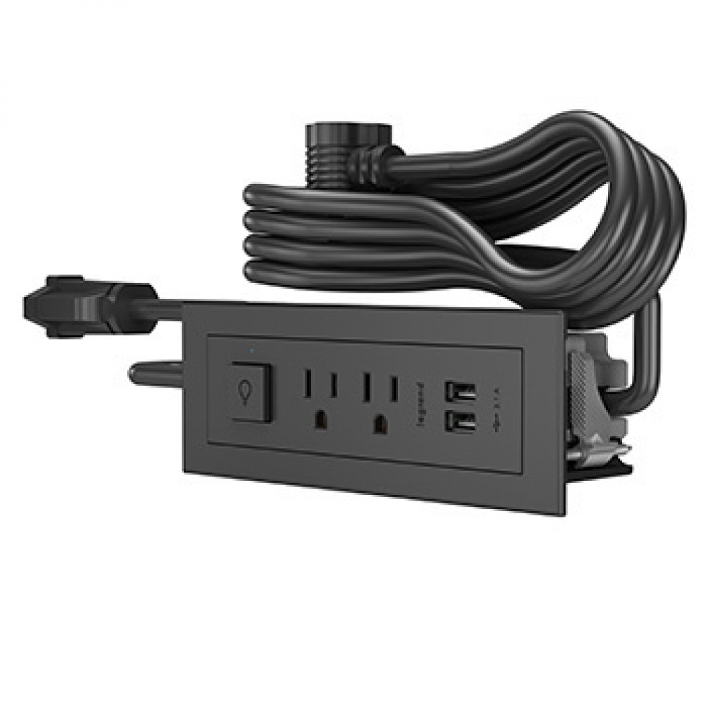 Furniture Power Center Basic Switching Unit with 10' Cord- Black