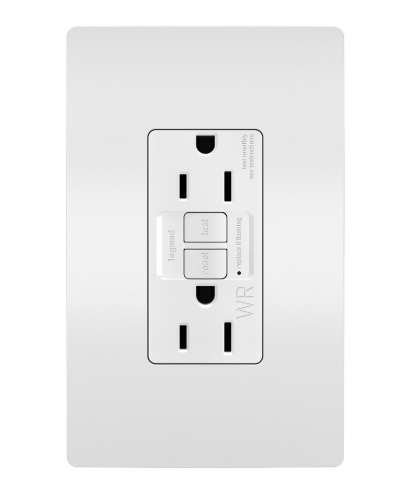 radiant? Spec Grade 15A Weather Resistant Self Test GFCI Receptacle, White (4 pack)