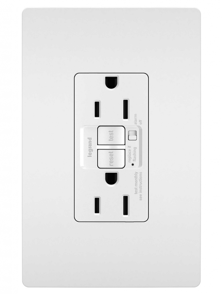 radiant? 15A Tamper Resistant Self Test GFCI Outlet with Audible Alarm, White (4 pack)