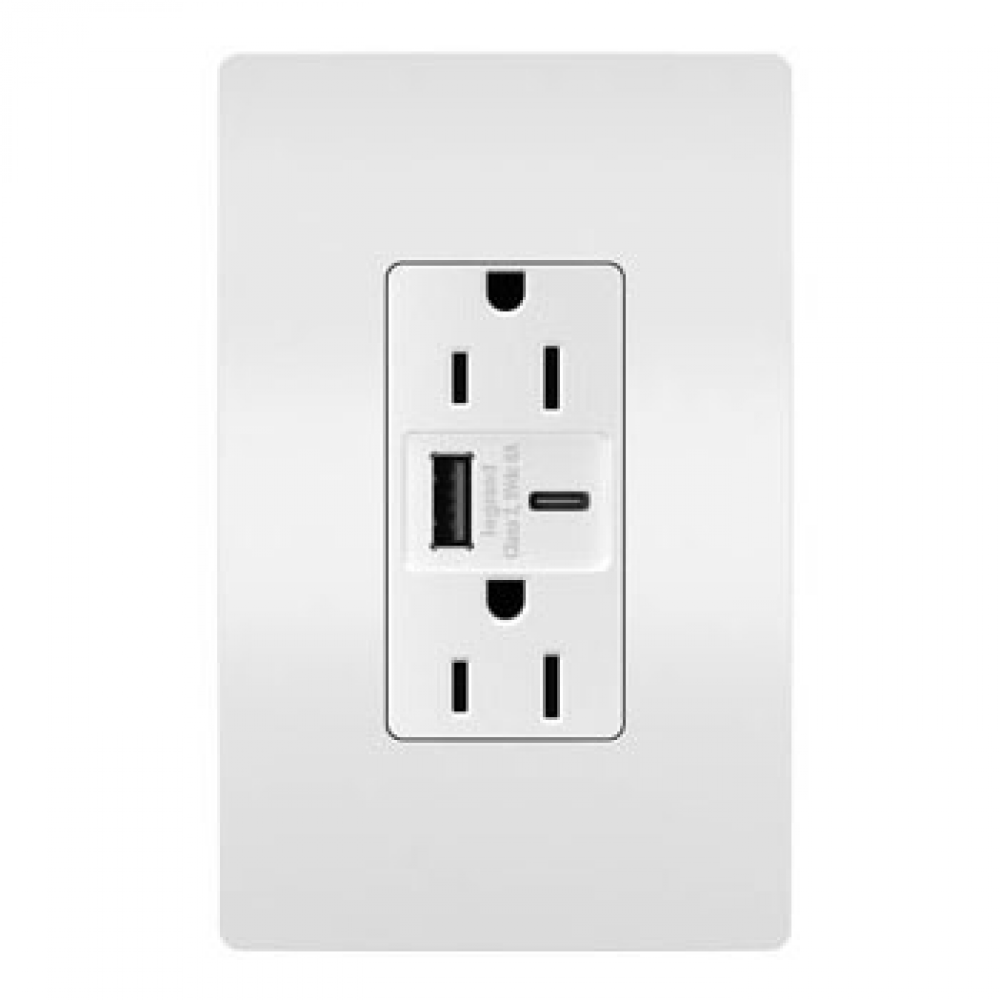 radiant? 15A Tamper-Resistant Ultra-Fast USB Type A/C Outlet, White (6 pack)