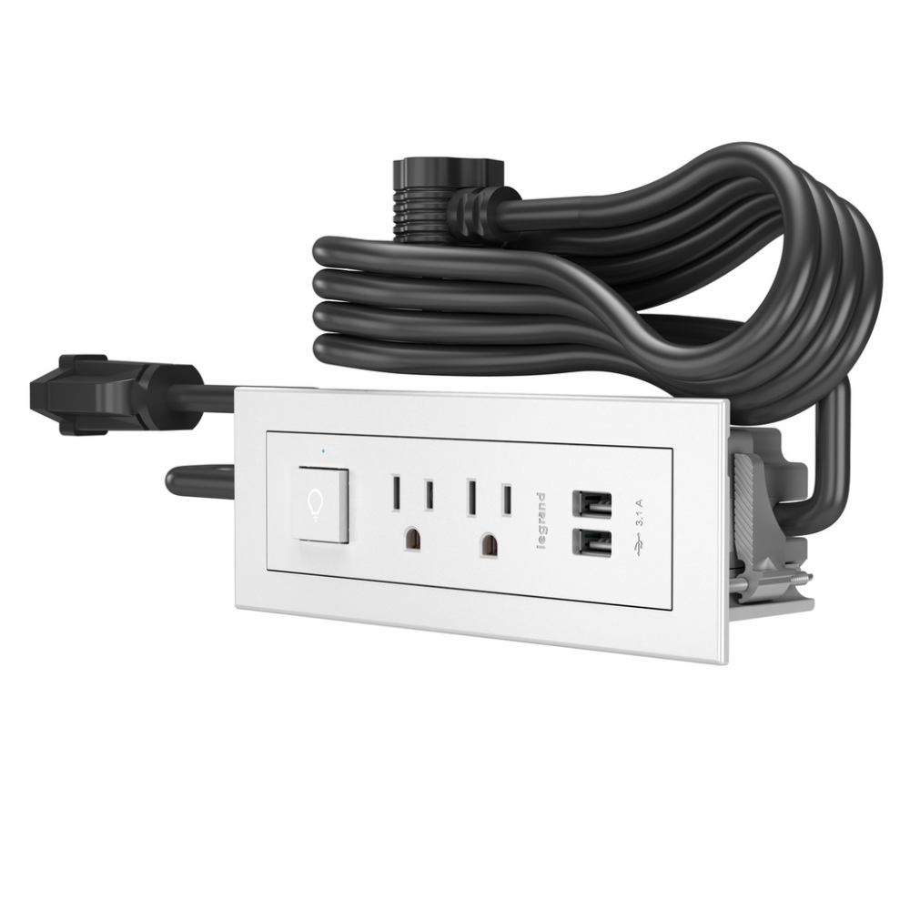 Furniture Power Center Basic Switching Unit with 10' Cord - White