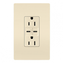 Legrand Radiant R26USBCC6LACCV4 - radiant? 15A Tamper-Resistant Ultra-Fast USB Type C/C Outlet, Light Almond