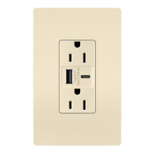 Legrand Radiant R26USBAC6LACCV4 - radiant? 15A Tamper-Resistant Ultra-Fast USB Type A/C Outlet, Light Almond