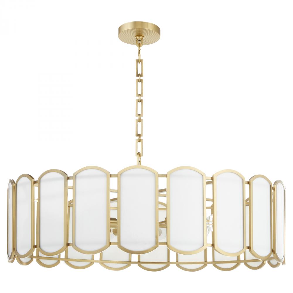 Belleview 8 Light Pendant, Aged Brass