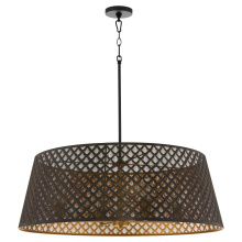 Quorum 8217-4-5980 - BENEDICT 32" 4 LIGHT PENDANT - MATTE BLACK/AGED BLACK