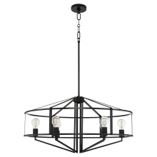 Quorum 8373-6-59 - TOBIN 32" 6 LIGHT PENDANT - MATTE BLACK