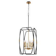Quorum 880-6-5947 - BISHOP 28" 6 LIGHT PENDANT - MB/BRUSHED BRASS